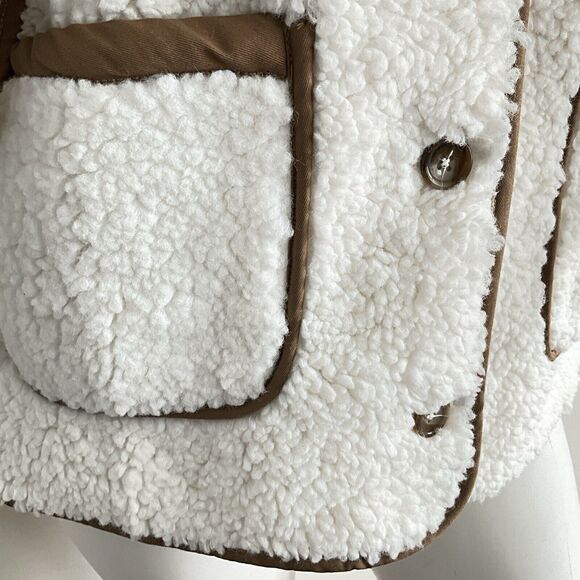 J. Crew Faux Sherpa Long Sleeve Barn Jacket Ivory L - Picture 13 of 14